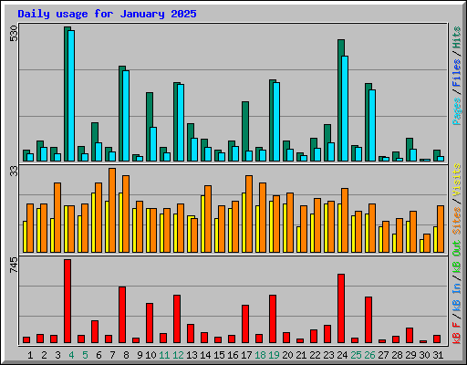 Daily usage for January 2025