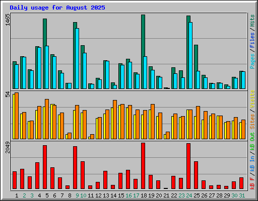 Daily usage for August 2025