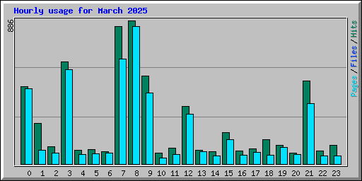 Hourly usage for March 2025